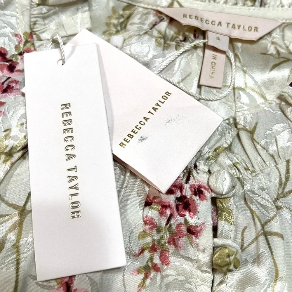 Rebecca Taylor Ivie Silk Floral Tiered Ruffle Shift Dress Women’s 8 NWT - Picture 14 of 16